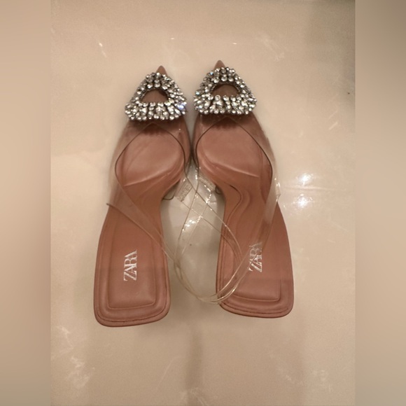 Blogger fav 2 Zara pointed toe rhinestone embellished heels.  Size 6. - Picture 6 of 12